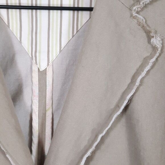 Margaret O’Leary Khaki Lapel Blazer Jacket Size Small Pleated Cotton Canvas Y2K - Picture 6 of 16